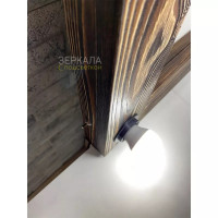 Гримерное зеркало с подсветкой лампочками в коричневой раме 80х100 см