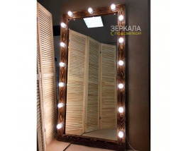 Гримерное зеркало с подсветкой лампочками в раме цвета колорадо 180х80 см